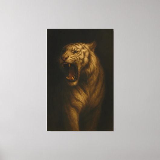 Majestic Roaring White Tiger – Fine Art Canvas Leinwanddruck (Vorderseite)