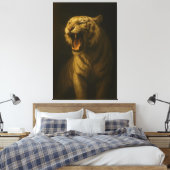 Majestic Roaring White Tiger – Fine Art Premium Ca Leinwanddruck (Insitu (Schlafzimmer))
