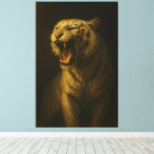 Majestic Roaring White Tiger – Fine Art Premium Ca Leinwanddruck (Insitu (Holzboden))