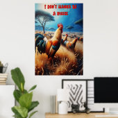 Majestic Rooster Amidt Verdant Grassland Poster (Heimbüro)