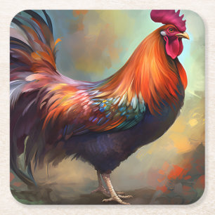 Majestic Rooster Art Paper Untersetzer
