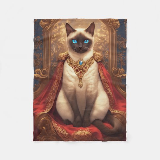 Majestic Royal Siamese Cat Portrait Fleecedecke (Vorderseite)