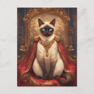Majestic Royal Siamese Cat Portrait Postkarte