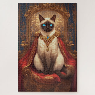 Majestic Royal Siamese Cat Portrait Puzzle