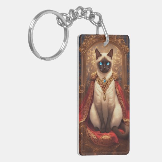 Majestic Royal Siamese Cat Portrait Schlüsselanhänger (Vorderseite links)