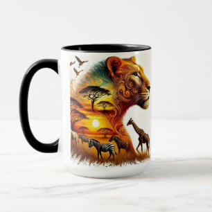 Majestic Safari: Afrikanische Wildtiere bei Sonnen Tasse