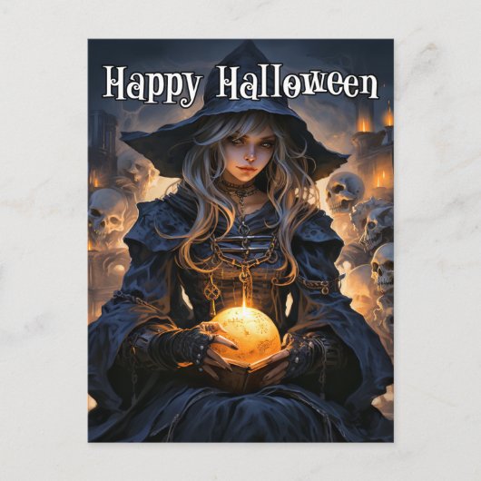 Majestic Salem Hexe | Frohe Halloween Postkarte (Vorderseite)