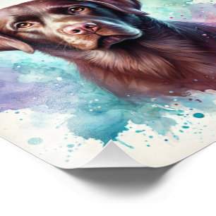 Majestic Schokolade Labrador Wasserfarben Kunst Fotodruck
