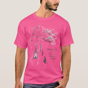 Majestic Schwarzes Pferd mit blühender Mane T-Shirt