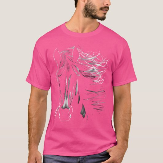Majestic Schwarzes Pferd mit blühender Mane T-Shirt (Vorderseite)