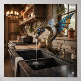 Majestic Sea Serpent Faucet - Verzierter Drachensk Poster