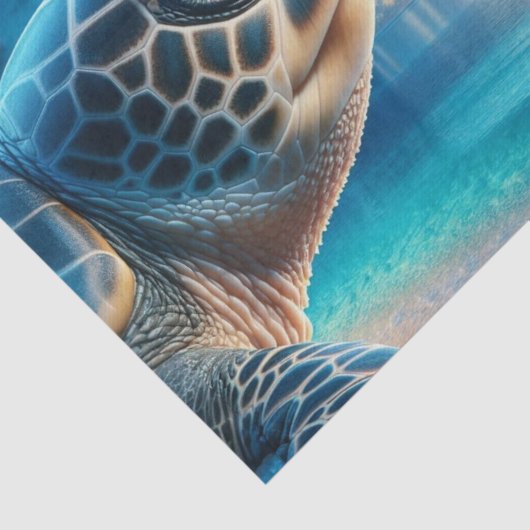 Majestic Sea Turtle Decoupage | Blue Marine Seidenpapier (Ausschnitt)