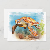 Majestic Sea Turtle in Motion Postkarte (Vorne/Hinten)