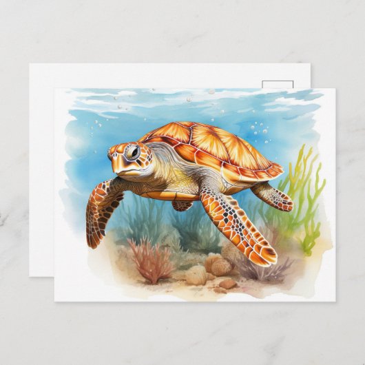 Majestic Sea Turtle in Motion Postkarte (Vorne/Hinten)
