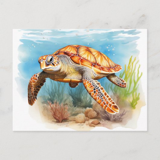 Majestic Sea Turtle in Motion Postkarte (Vorderseite)