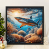 Majestic Shark Glide Through Coral Wonderland Poster