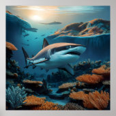 Majestic Shark schlängelt sich durch Meerestiefen Poster (Vorne)