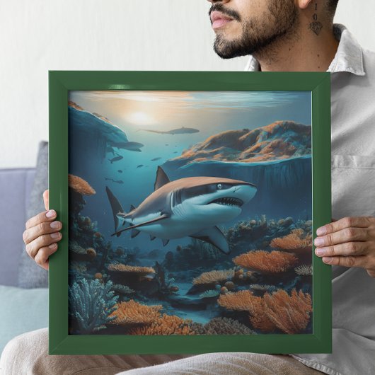 Majestic Shark schlängelt sich durch Meerestiefen Poster