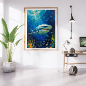 Majestic Shark Underwater Vibranding Painting Fotodruck