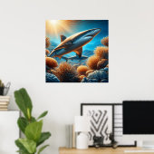 Majestic Shark: Unter den Ozeanwellen Poster (Heimbüro)