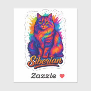 Majestic Siberian Cat Pop Kunst, Dichtung und Musi Aufkleber
