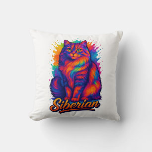 Majestic Siberian Cat Pop Kunst, Dichtung und Musi Kissen