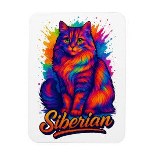 Majestic Siberian Cat Pop Kunst, Dichtung und Musi Magnet
