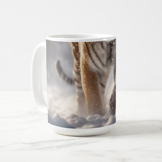 Majestic Sibirien Tiger prowbt den Schneesturm-Neb Kaffeetasse (Vorderseite Links)