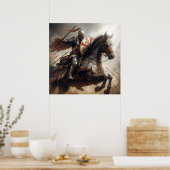 Majestic Silver Toned Realistischer mittelalterlic Poster (Küche)