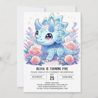 Majestic Simple Dinosaurier Digital Geburtstag Einladung