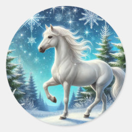 ‚Majestic Snow Horse Sticker‘ Runder Aufkleber