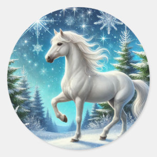 ‚Majestic Snow Horse Sticker‘ Runder Aufkleber
