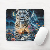 Majestic Snow Leopard - Burg - Mond, Mousepad (Mit Mouse)