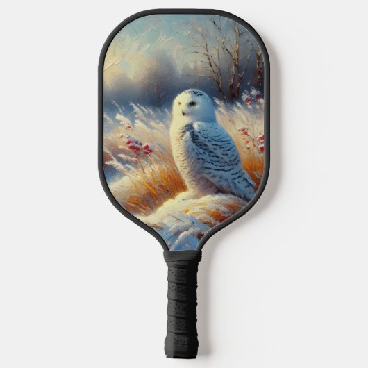 Majestic Snowy Owl in der Wildnis Pickleball Schläger (Rückseite)