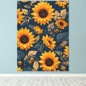 Majestic Sonnenblumen Design Art Leinwanddruck (Insitu (Holzboden))