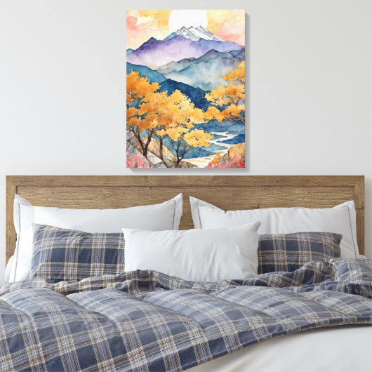 Majestic Sonnenuntergang über den Bergen Leinwanddruck (Insitu (Schlafzimmer))