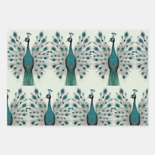 Majestic Splendor: Das Pfauenwackelpapier Boho Geschenkpapier Set (Vorderseite 3)