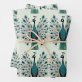 Majestic Splendor: Das Pfauenwackelpapier Boho Geschenkpapier Set (Beispiel)