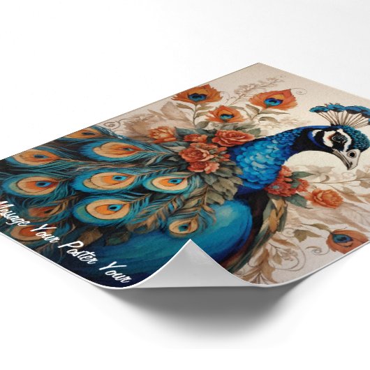 Majestic Splendor: Der Boho-Pfau Poster (Ecke)