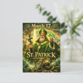 Majestic St. Patrick with Rainbow and Snakes Postkarte (Stehend Vorderseite)