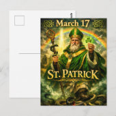 Majestic St. Patrick with Rainbow and Snakes Postkarte (Vorne/Hinten)