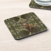 Majestic Stag Abstrakt Grünwald Getränkeuntersetzer (Linke Seite)