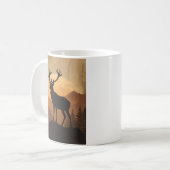 Majestic Stag Deer Silhouette at Sunset Kaffeetasse (Vorderseite Links)