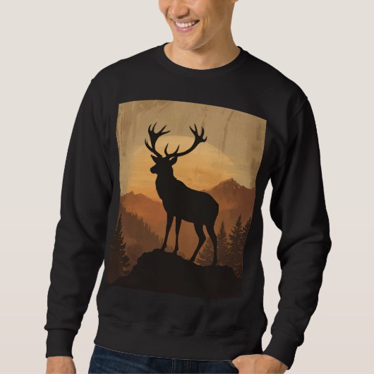 Majestic Stag Deer Silhouette at Sunset Sweatshirt (Vorderseite)