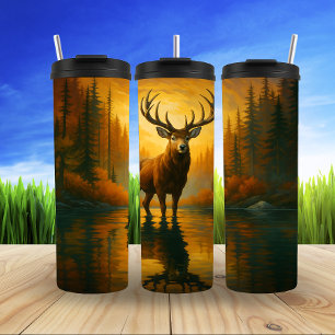 Majestic Stag, Golden Hour Waters Thermosbecher
