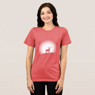 Majestic Stag Silhouette Under Lunar Light Tri-Blend Shirt