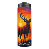Majestic Stag Sunset Forest Lake Thermosbecher (Vorderseite)