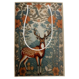 Majestic Stag William Morris Inspirierte floral Mittlere Geschenktüte