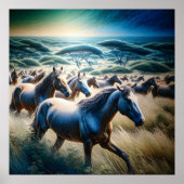 Majestic Stampede auf dem Goldenen Feld Poster (Vorne)