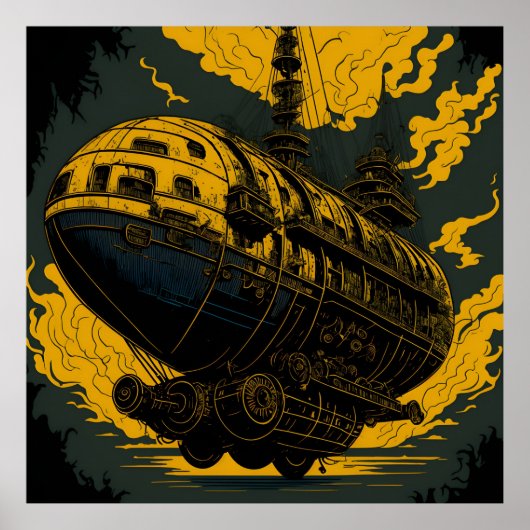 Majestic Steampunk Airship Poster (Vorne)